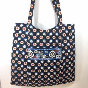 Vera Bradley Large Quilted Owl Floral Design Tote Travel Shoulder Bag